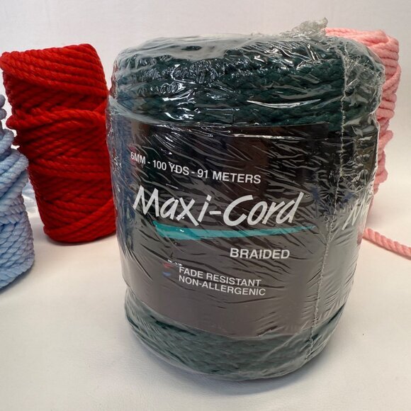 Maxi-Cord Braided Polypropylene Macrame Cord Lot Green Red Blue Pink - Picture 3 of 9